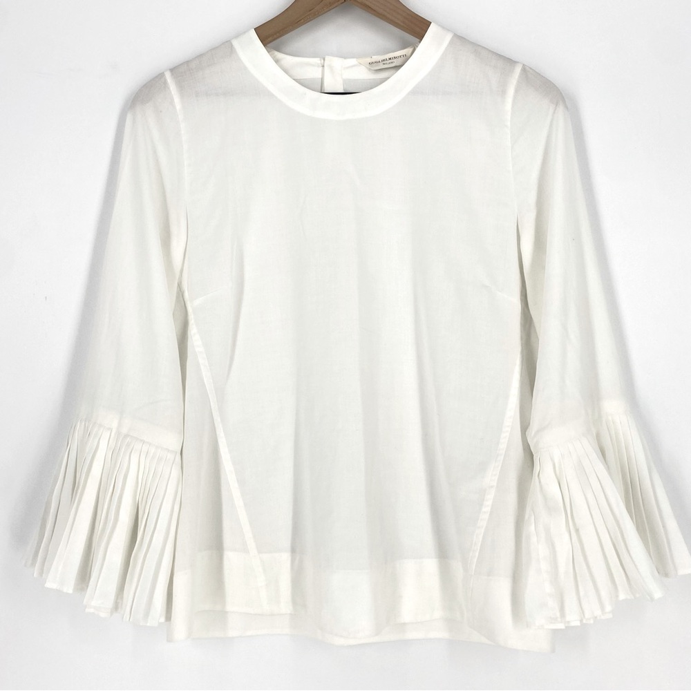 Guglielminotti Milano White Blouse with Pleated Sleeves